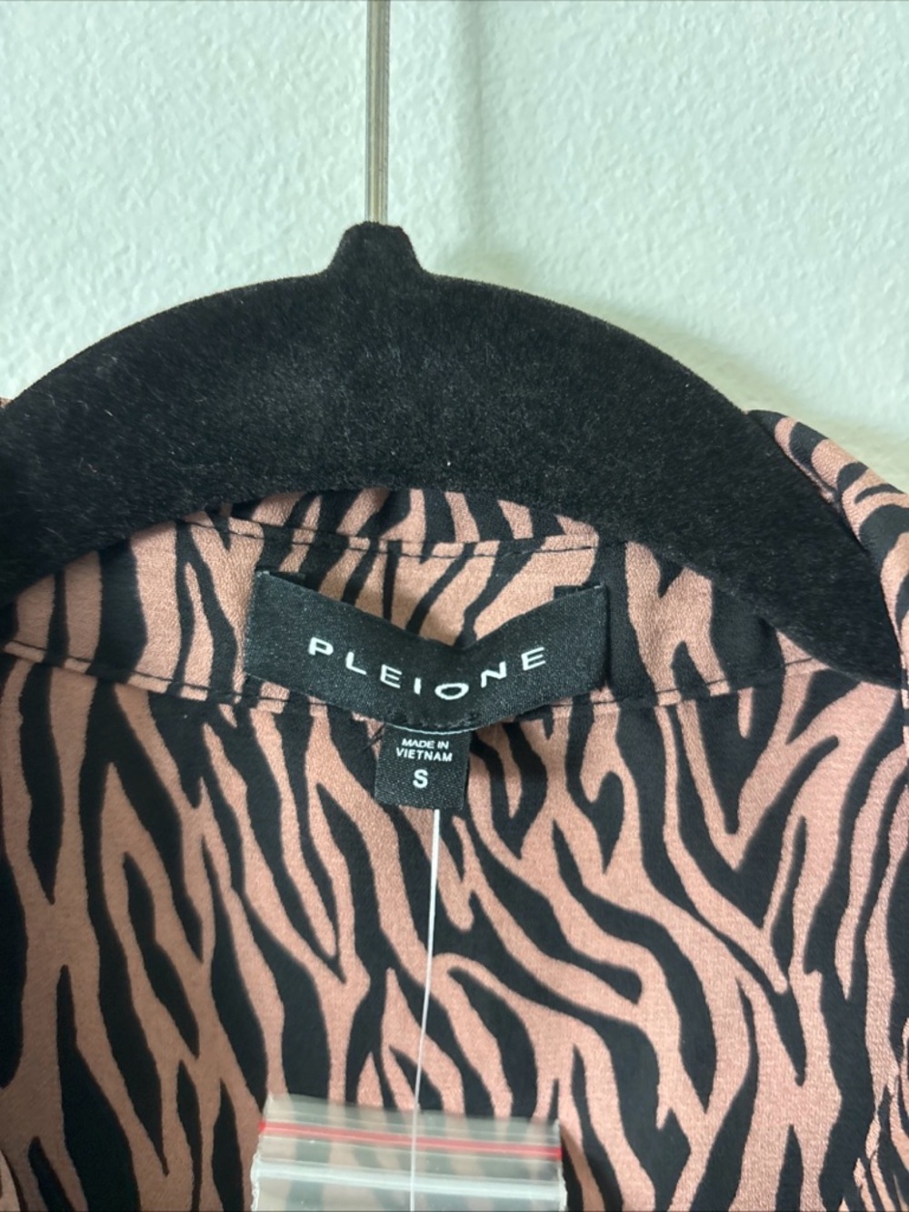 Pleione Mauve and Black Zebra Print Button-Up Blouse - Picture 4 of 9